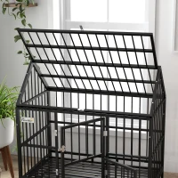 PawHut 48" Heavy Duty Dog Crate on Wheels, with Removable Tray, Openable Top, for L, XL Dogs - Black(m-9)