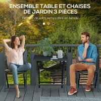 Outsunny Ensemble salon de jardin 2 personnes 2 chaises et 1 table pliantes pour l'Extérieur cadre en Aluminium, Gris anthracite(m-5)
