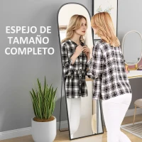 HOMCOM Espejo de Cuerpo Entero 50x170 cm Independiente o Pared con Marco de Aleación de Aluminio y Soporte Negro(m-4)