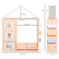 HOMCOM Armadio Cameretta, Mobile Portagiochi con Contenitori e Appendiabiti in PE Arancione, 128x34x155cm(m-3)