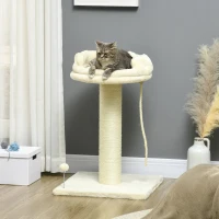 PawHut Cat Tree, with Sisal Wrapped Scratching Post - Cream(m-2)