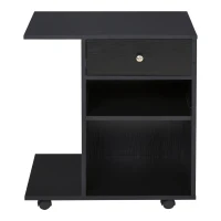 Vinsetto Mobile Porta Stampante in Legno Nero con 1 Cassetto, 2 Ripiani e Mensola CPU, per Ufficio 60x40x68.5cm(m-10)