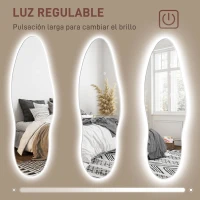 HOMCOM Espejo de Pared de Cuerpo Entero con Luces LED 120x40 cm con Iluminación de 3 Colores Función de Memoria Transparente(m-5)