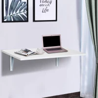 HOMCOM Mesa Plegable de Pared Mesa Abatible de Pared de Madera Ahorra Espacio para Cocina Comedor Dormitorio 60x40x20 cm Blanco(m-7)