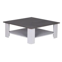 HOMCOM Mesa de Centro Mesita Café de 2 Niveles Mesa Multifuncional para Salón Dormitorio Estilo Contemporáneo Tablero de Partículas Fuerte y Durable Fácil de Limpiar 80x80x31.5cm(m-7)