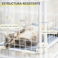 Pawhut Valla Metálica para Mascotas Parque para Conejos Conejera con 16 Paneles Puerta con Pestillo y Escalera para Cobayas Gatos Cachorros Diseño DIY 68x68x2,5 cm Blanco(m-7)