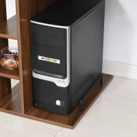 HOMCOM Mesa Escritorio para PC Mesa de Ordenador con Estantes abiertos y baldas Ajustables Armario Soporte para CPU y Bandeja Extraíble 120x60x74 cm Madera Natural(m-9)