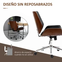 Vinsetto Silla de Oficina Giratoria de PU con Altura Ajustable Función de Inclinación y Ruedas 51x65,5x82-92 cm Negro(m-5)