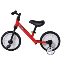 HOMCOM Vélo Enfant draisienne 2 en 1 roulettes et pédales Amovibles Roues 12" Hauteur Selle réglable pour enfants de 2 à 5 ans Acier Rouge(m-8)