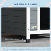 PawHut Casa para Perros Medianos 75x88x82 cm con Techo Ondulado Base Elevada y Suelo Desmontable Gris(m-7)