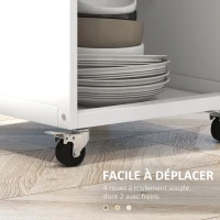 HOMCOM Chariot de service - desserte de cuisine à roulettes - tiroir, placard, porte-serviette -  blanc(m-7)