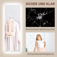 HOMCOM LED Ganzkörperspiegel, dimmbar, rahmenlos, Touch-Steuerung, 40 x 120 cm(m-8)
