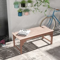 Outsunny Banc de jardin 2 places banc d'extérieur sans dossier assise à lattes cadre en bois pour jardin, terrasse, cour(m-2)