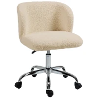 Vinsetto Chaise de bureau sans accoudoir en toison d'agneau hauteur réglable pivotant à 360 ° charge max. 120 Kg Kaki(m-1)
