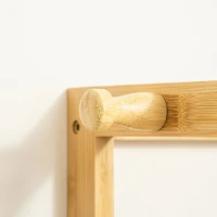 HOMCOM Perchero de Pie de Bambú Perchero Trapezoidal con Estantería de 3 Niveles con Barra y Colgador Lateral para Ropa Bolsas para Pared Dormitorio 70x42x164 cm Natural(m-8)