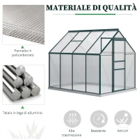 Outsunny Serra da Giardino in Policarbonato, Metallo e Alluminio, Anti-UV e Antivento, 190x253x199cm, Verde(m-4)