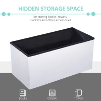 HOMCOM Folding Faux Leather Storage Cube Ottoman Bench Seat PU Rectangular Footrest Stool Box (Cream White)(m-5)