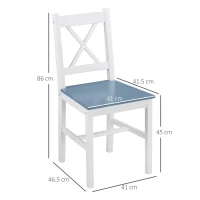 HOMCOM Dining Chairs Set of 2, Pine Wood Kitchen Chairs with Cross Back, Solid Structure for Living Room and Dining Room, White(m-3)