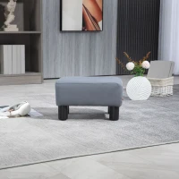 HOMCOM Microfiber Cloth Footstool, Small Foot Rest, Rectangle Sofa Stool for Bedroom Living Room, Grey(m-8)