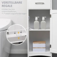 kleankin Badezimmerschrank Freistehender Bademöbel Badschrank Schrank mit Schublade Weiß+Grau 34 x 30 x 163 cm(m-5)
