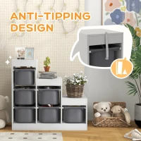 AIYAPLAY Toy Storage Organiser, Three-Layer Kids Toy Storage Units, with Removable Bins, for Ages 3-8 Years, Grey(m-6)