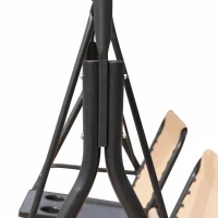 Outsunny Balancelle de Jardin 2 Places Table d'appoint pivotante + Rangement intégré Inclinaison Toit réglable Acier Noir Polyester Beige(m-7)