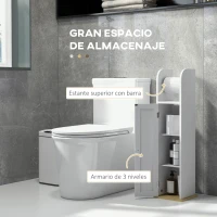 kleankin Columna de Baño Armario de Baño con Compartimento Abierto Puerta 2 Estantes Ajustables y Portarrollo 20x20x80 cm Blanco(m-4)