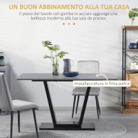 HOMCOM Tavolo da Pranzo per 4-6 persone con Piano Effetto Marmo, 140x80x76cm, Nero(m-4)