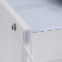HOMCOM Escritorio Mesa de Ordenador 80x50x75 cm con Encimera de Vidrio Templado y Patas de Metal Carga 80 kg Estilo Moderno para Oficina Estudio Dormitorio Blanco(m-8)