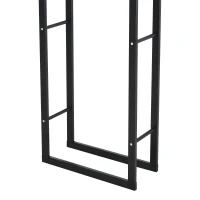 HOMCOM Soporte para Leña de Metal Estante de Leña Leñero de Exterior para Interior y Exterior Carga 100 kg 40x25x150 cm Negro(m-8)
