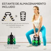 SPORTNOW Juego de Mancuernas 2 x3kg 2 x4kg 2 x5kg con Soporte de Almacenamiento para Ejercicio Entrenamiento Multicolor(m-5)