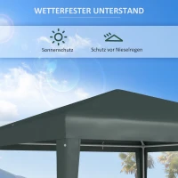 Outsunny Pavillon 2,7x2,7m, Schnellaufbau mit Klicksystem, rostfreies Gestell, Dunkelgrün(m-4)