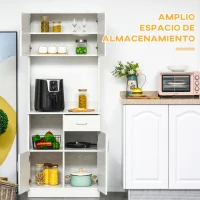 HOMCOM Armario de Cocina con 1 Cajón Estante Ajustable y Estante Abierto Estilo Moderno Antivuelco 71x41x178 cm Blanco(m-4)