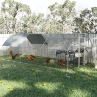 PawhutRecinto Gabbia per Galline in Metallo Galvanizzato Impermeabile, Pollaio con Porta e Copertura Oxford, 280x570x195cm(m-2)
