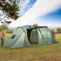 Outsunny 5 Man Camping Tent Two Bedroom Tunnel Tent Family Tent Shelter with Rainfly and Carry Bag for Backpacking Hiking Festival, 5.8 x 2.6 x 2m(m-2)