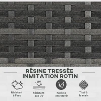 Outsunny Jardinière pour plantes avec treillis 3 bacs à plante 33L en résine tressée et acier dim. 84L x 30L x 107H cm(m-7)