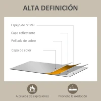 HOMCOM Espejo Rectangular de Baño 50x70 cm Espejo de Pared Decorativo para Salón Entrada Pasillo Horizontal o Vertical Negro(m-6)