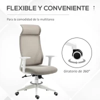 Vinsetto Silla de Oficina Silla de Escritorio Giratoria Ajustable en Altura y Reclinable hasta 120° Bloqueo de Posición 64x61x120,9-128,9 cm Gris(m-7)