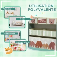 ZONEKIZ Meuble de rangement enfant avec 6 boîtes amovibles en tissu non tissé Organisateur de jouets, étagère 63L x 30l x 66H cm(m-6)