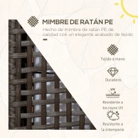 Outsunny Lámpara Solar de Jardín de Ratán Sintético con Luces LED Encendido/Apagado Automático 17x17x46 cm Gris(m-4)