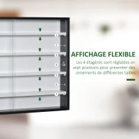 HOMCOM Vitrine murale pour objets de collection 5 étagère réglables en hauteur et 2 portes coulissantes 80 x 9,5 x 60 cm noir(m-4)