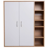 HOMCOM Mehrzweckschrank Standschrank Standregal Dekoschrank Bücherregal Schrank Holz Natur + Weiß 80 x 32 x 91 cm(m-7)