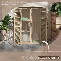Outsunny Armadio da Esterno Portaoggetti a 2 Ripiani con Picchetti, in Legno di Abete, 75x50x111/118 cm(m-4)