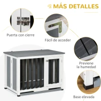 PawHut Jaula para Perros Plegable Mueble Perrera de Madera con Techo Abatible y Bandeja Extraíble 84,5x51,4x61 cm Gris(m-6)