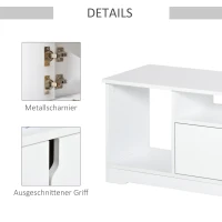 HOMCOM TV-Ständer, TV Schrank, TV-Kommode, Moderner Fernsehtisch mit Schrank und Offene Regale, Spanplatte, Weiß, 120 x 30 x 41cm(m-4)