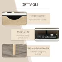 HOMCOM Mobile TV Moderno con Cassetti e Vani Aperti per TV fino 50'', Mobiletto TV Basso da Salotto con Gambe in Legno, 117x39x57cm, Bianco(m-6)