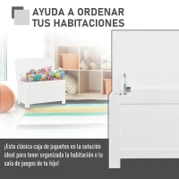 HOMCOM Baúl de Almacenaje con Tapa Baúl de Almacenaje Versátil con Bisagra de Seguridad para Pasillo Salón 81x40x46 cm Blanco(m-7)