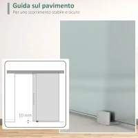 HOMCOM Porta Scorrevole Interna in Vetro Smerigliato con Binario B1 e Maniglia per Bagno Cucina Studio Vetro 205x 102.5x 0,8cm(m-6)