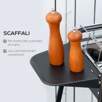 Outsunny Barbecue a Carbonella con Griglia e Piastra in Acciaio con Ripiani Laterali, 113x59x83.5cm, Nero(m-6)