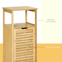 kleankin 2-in-1 Wäschekorb, 1 Regal, Korb aus Vlies, 40 cm x 30 cm x 86,5 cm Bambus Natur(m-5)